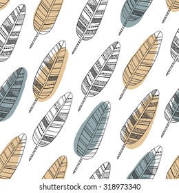 Seamless pattern with feathers.