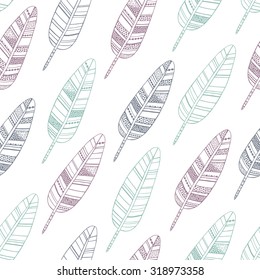 Seamless pattern with feathers.