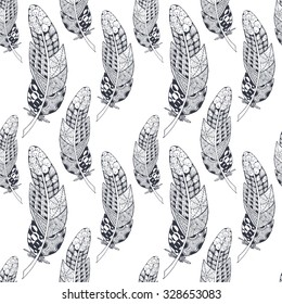 Seamless pattern of feathers