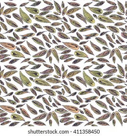 Seamless pattern of feathers.