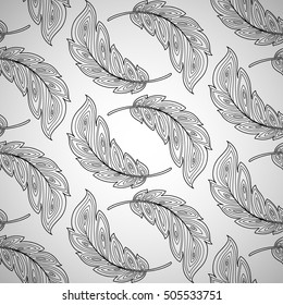 Seamless pattern with feathers