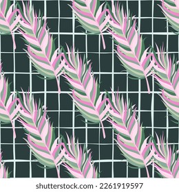 Patrón sin foco con plumas. Resumen de hojas de palma tropicales. Diseño para tela, impresión textil, papel de envoltura, cubierta. Ilustración del vector