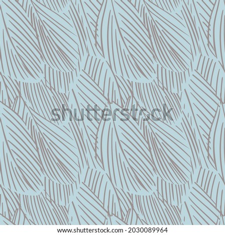 Seamless pattern with feathers in blue pastel colors. Surface design for wallpaper, textile, paper etc. 