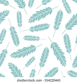 Seamless pattern with feathers. Colorful background with hand drawn icons. Decorative wallpaper, good for printing