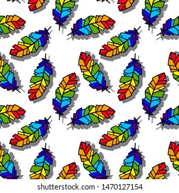 seamless pattern with feathers in colors