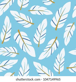 The seamless pattern with feathers. Hand drawn repeat background for baby and kids designs. Can be used for paper, branding, packaging, fabric, decor, posters, cards, nursery art, etc.