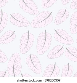 seamless pattern with feathers on light background