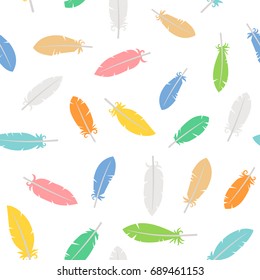 Seamless Pattern Feathers On White Background Stock Vector (Royalty ...
