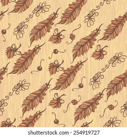 seamless pattern with feathers and other elements 3