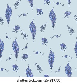 seamless pattern with feathers and other elements 1