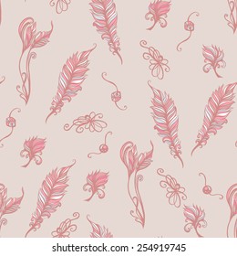 seamless pattern with feathers and other elements 7