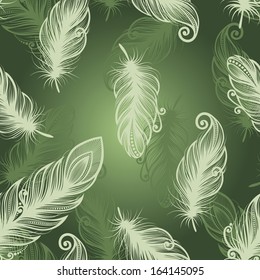 Seamless Pattern with Feathers (Vector)