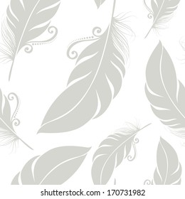 Seamless Pattern with Feathers (Vector)