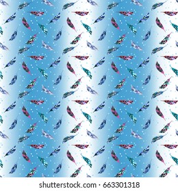 Seamless pattern with feathers vector 