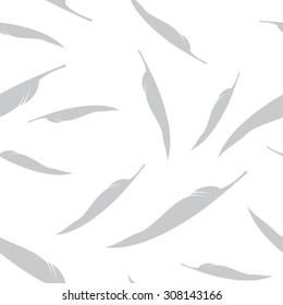 Seamless Pattern with Feathers. Vector Background. Eps 10.