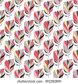 Seamless pattern with feathers. Vector endless background. It can be used for fabrics, wallpapers, backgrounds for web pages.