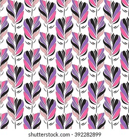 Seamless pattern with feathers. Vector endless background. It can be used for fabrics, wallpapers, backgrounds for web pages.
