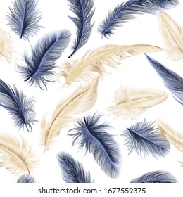 Seamless pattern with feathers. Vector illustration. EPS 10
