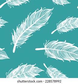 Seamless pattern with feathers, vector illustration