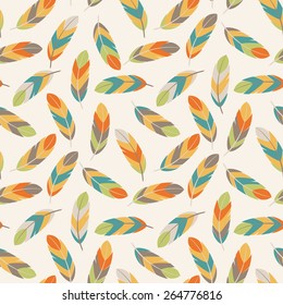 Seamless pattern with feathers. Vector illustration.
