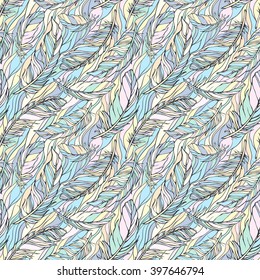 Seamless pattern with feathers. Vector illustration