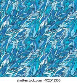 Seamless pattern with feathers. Vector illustration
