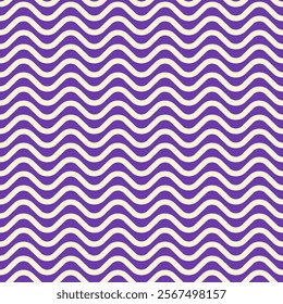 seamless pattern features wavy purple and white lines creating a repetitive and stylish design, perfect for modern and trendy backgrounds or textiles