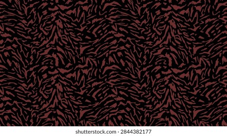 Seamless pattern featuring abstract animal print with dark red and black colors ideal for stylish textile design and fashionable clothing backgrounds