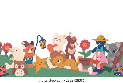 Seamless Pattern Featuring Adorable Plush Toys In Various Colors And Designs for Wallpapers, And Stationery