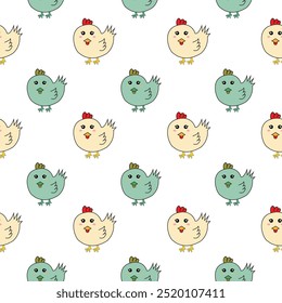 Seamless pattern featuring Angry Birds and various animal cartoon characters in playful poses. Ideal for kids' products, textiles, wallpapers, and digital designs, adding fun and energy to any project