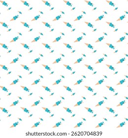 Seamless Pattern Featuring Astronaut Characters on Rockets