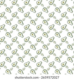 Seamless Pattern Featuring Avocado Illustrations on a White Background