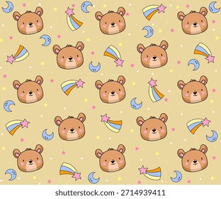 Patrón sin fisuras con osos y plantas. Lindo Fondo de pantalla animal para textiles y papel de regalo.