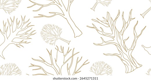 Seamless pattern featuring birds flowers and trees in a decorative natural style with floral and leafy elements in a seasonal botanical design
