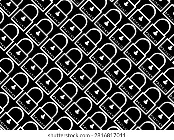 Seamless pattern featuring black and white padlock icons with the word “Privacy”, symbolizing cybersecurity, data protection, digital security, encryption, and secure online access background.