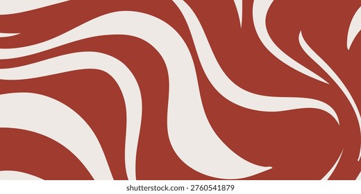 A seamless pattern featuring bold, flowing stripes reminiscent of zebra prints, rendered in a warm terracotta and cream color palette.