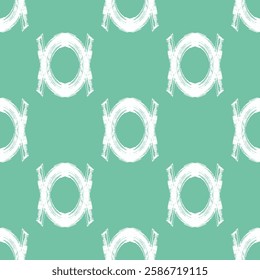 Seamless pattern featuring bold, hand-drawn circular doodle ink strokes.