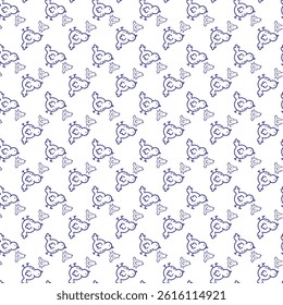 Seamless Pattern Featuring Cartoon Birds in Violet and White Designs