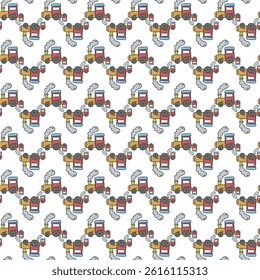 Seamless Pattern Featuring Cartoon Trains With Vibrant Colors and Playful Details