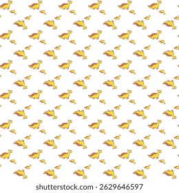 Padrão sem emenda com dinossauros coloridos de desenhos animados em um fundo branco