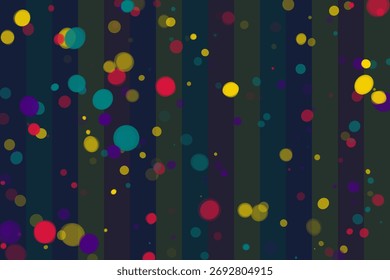 A seamless pattern featuring colorful circles with overlapping effects on dark striped backdrop creates a playful, abstract design great for backgrounds.
