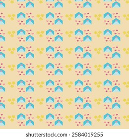 Seamless pattern featuring colorful flowers on a light background