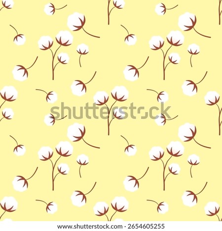 seamless pattern featuring cotton flowers.