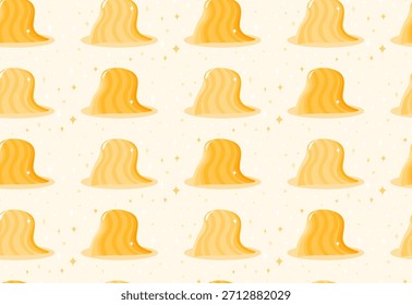 A seamless pattern featuring cute golden goo blobs with sparkles on a soft background. Perfect for kids designs, fantasy themes, wrapping paper, textiles, wallpapers, and playful decorative projects.