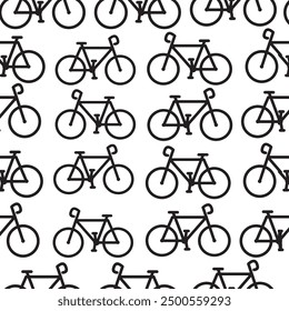 A seamless pattern featuring cycles creates a dynamic and rhythmic design, where various bicycle illustrations repeat seamlessly across the surface. The cycles can be depicted in a range of styles, 