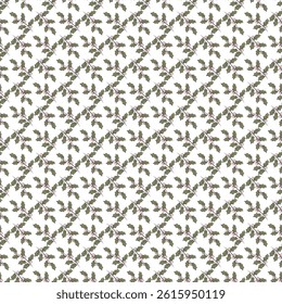  seamless pattern featuring delicate green leaves and pink berries, capturing nature's charm and ideal for decor, textiles, and festive-themed designs seeking fresh, floral, and natural elements.