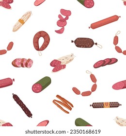 Seamless Pattern Featuring Delicious Sausages Arranged In A Playful And Appetizing Design For Food-related Projects