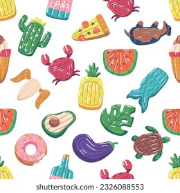 Seamless Pattern Featuring A Delightful Arrangement Of Swimming Mattresses, Creating A Playful And Summery Design