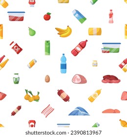 Seamless Pattern Featuring Delightful Food Products and Meals, Creating A Whimsical And Appetizing Design