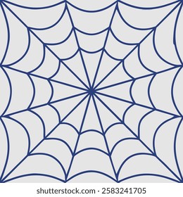 A seamless pattern featuring detailed spider webs in a repeating design. The intricate, lace-like structure of the web is perfect for creating a spooky and eerie atmosphere, ideal for Halloween themed